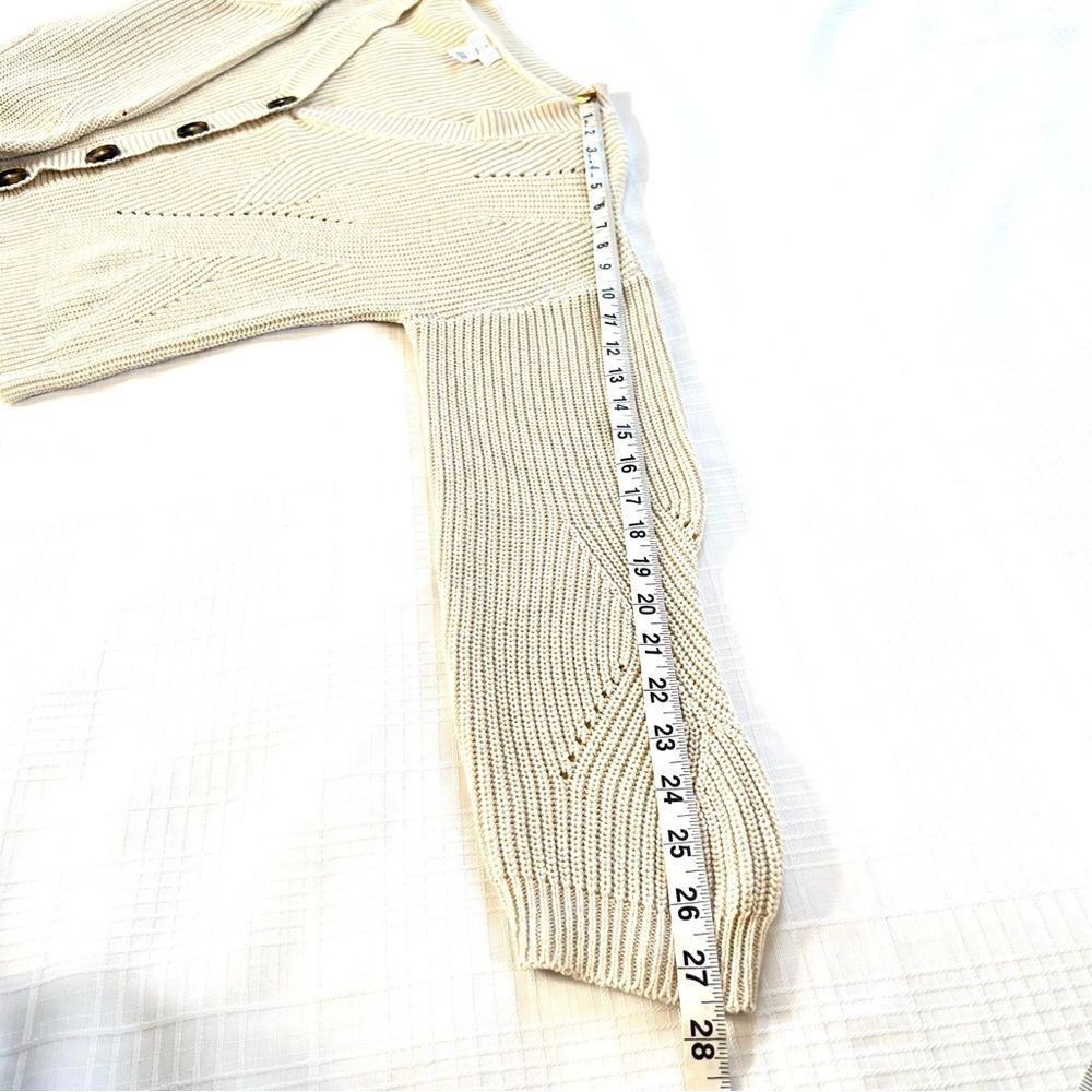 Ivy & Main Cream Pointelle Knit Cropped Cardigan Sweater Soft Girl Boho Chic XL - Picture 7 of 13